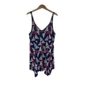 Denim & Co Beach Swim Dress One Piece Red White Blue Patriotic Womens 12